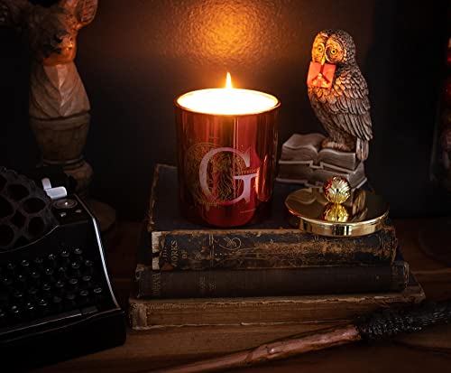 Harry Potter House Gryffindor Premium Scented Soy Wax Candle with Unique Aromatic Fragrance | 50-Hour Burn Time | Home Decor Housewarming Essentials, Wizarding World Hogwarts Gifts and Collectibles