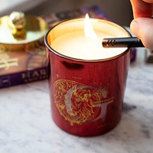 Harry Potter House Gryffindor Premium Scented Soy Wax Candle with Unique Aromatic Fragrance | 50-Hour Burn Time | Home Decor Housewarming Essentials, Wizarding World Hogwarts Gifts and Collectibles