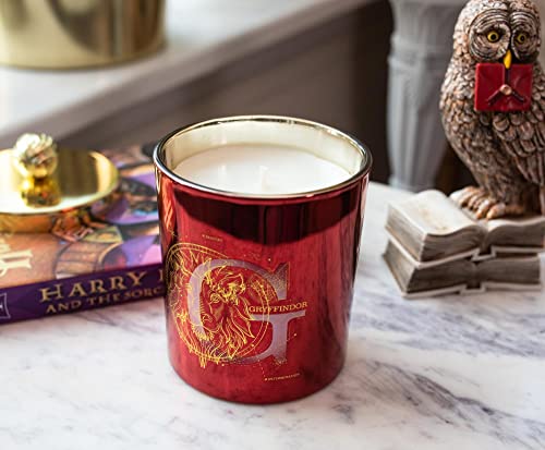 Harry Potter House Gryffindor Premium Scented Soy Wax Candle with Unique Aromatic Fragrance | 50-Hour Burn Time | Home Decor Housewarming Essentials, Wizarding World Hogwarts Gifts and Collectibles