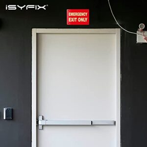 iSYFIX Emergency Exit Only Signs – 1 Pack 10x7 Inch – 100% Rust Free .040 Aluminum Signs, Glow in the Dark Laminated for Ultimate UV, Weather, Scratch, Water and Fade Resistance, Indoor and Outdoor