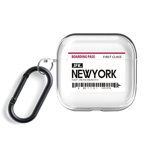 ONLYOU Compatible with Airpods 3rd Case Ticket Design Clear Stylish Cute Korean with Canabina TPU Airpods Case Transparent Cover 3rd (AirPods 3rd Generation) Newyork