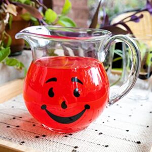 Kool-Aid Man 64-Ounce Glass Pitcher and Two 16-Ounce Pint Glasses | Beverage Dispenser Carafe and Glassware For Water, Juice, Iced Tea, Cocktails | Home & Kitchen Essentials, Nostalgic Gifts