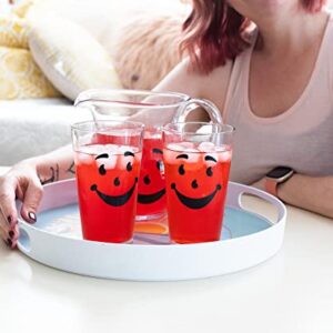 Kool-Aid Man 64-Ounce Glass Pitcher and Two 16-Ounce Pint Glasses | Beverage Dispenser Carafe and Glassware For Water, Juice, Iced Tea, Cocktails | Home & Kitchen Essentials, Nostalgic Gifts