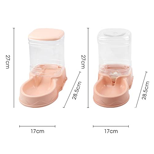 gazechimp Automatic Pet Feeder Water Dispenser Feeding Bowls Dish for Small Medium Large Dog Pets Kitten Big Capacity 3.5L, Pink Water Feeder