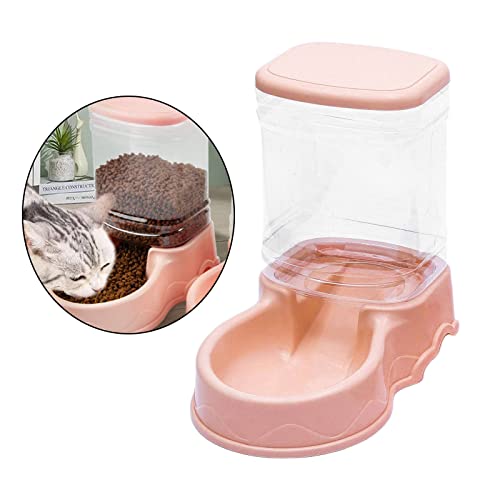 gazechimp Automatic Pet Feeder Water Dispenser Feeding Bowls Dish for Small Medium Large Dog Pets Kitten Big Capacity 3.5L, Pink Food Feeder