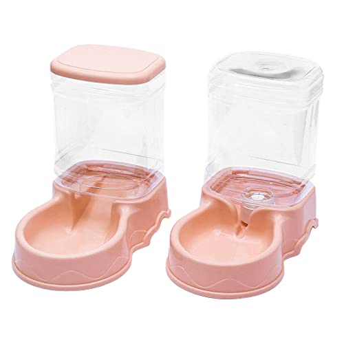 gazechimp Automatic Pet Feeder Water Dispenser Feeding Bowls Dish for Small Medium Large Dog Pets Kitten Big Capacity 3.5L, Pink Food Feeder