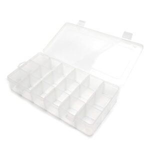 heyiarbeit plastic organizer container storage box adjustable divider removable grid compartment, premium small parts organization(24 grids, clear x 1)