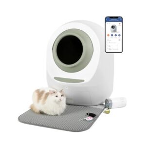 leo's loo too by casa leo - no mess automatic self-cleaning cat litter box bundle includes charcoal filter, built-in scale, smart home app with voice control
