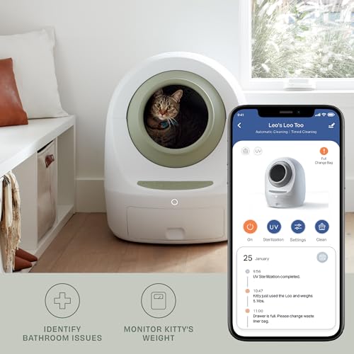 Leo's Loo Too by Casa Leo - No Mess Automatic Self-Cleaning Cat Litter Box Bundle Includes Charcoal Filter, Built-in Scale, Smart Home App with Voice Control