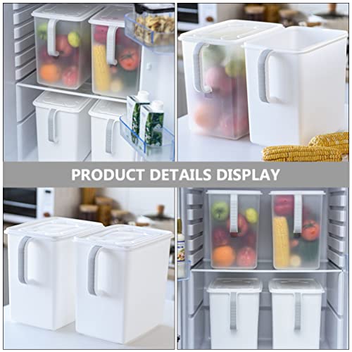 Hemoton Refrigerator Containers Kitchen Food Containers Fridge Storage Bins Organizer with Lids Handle for Refrigerator Cabinet Desk (White) Sealable Containers