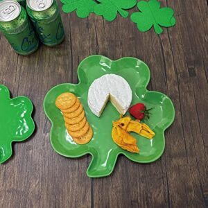 UPware 11.25 Inch Shamrock Shaped Plate Melamine Dinner Salad Plate for St. Patrick's Day Party (Shamrocks)