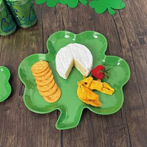 UPware 11.25 Inch Shamrock Shaped Plate Melamine Dinner Salad Plate for St. Patrick's Day Party (Shamrocks)