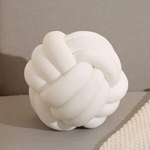 Naibyuki Knot Ball Pillow Household Throw Pillow Short Plush Knot Ball Pillow Home Decorative Waist Cushion Pillow for Couch Bed Car Office (White,Diameter:10.6 inches)