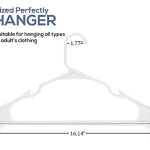 Utopia Home Plastic Hangers 100 Pack - Hangers 50 Pack with Shoulder Grooves & Hangers 50 Pack with Hooks - White Clothes Hangers