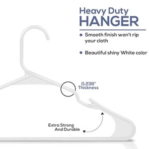 Utopia Home Plastic Hangers 100 Pack - Hangers 50 Pack with Shoulder Grooves & Hangers 50 Pack with Hooks - White Clothes Hangers