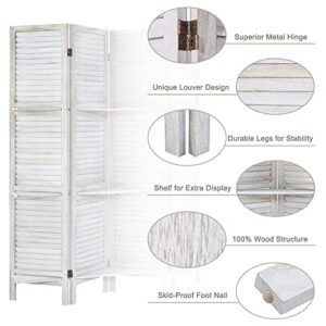 AMBITION LAND Room Divider, Privacy Screen, Room Dividers and Folding Privacy Screens Room Divider Wall Panels Room Divider with Shelves, 5 Panel White