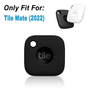 Geiomoo Silicone Case for Tile Mate 2022 Tracker, Soft Flexible Scratch Resistant Cover with Carabiner (Black)