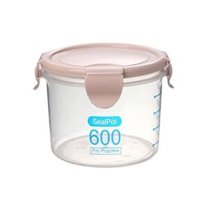 nc food sealed can kitchen spice nut food can refrigerator moisture-proof storage box grain storage tank graduated 600ml pink