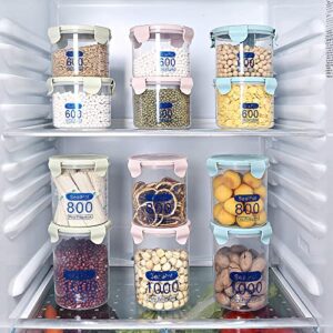 NC Food Sealed can Kitchen Spice nut Food can Refrigerator Moisture-Proof Storage Box Grain Storage Tank Graduated 600ml Pink
