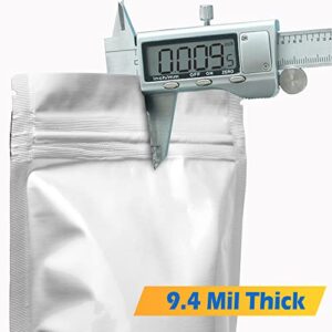 50Pack Mylar Bags for Food Storage With Label Stickers 9.4 Mil 10"x14" Extra Thick Resealable Bags for Nuts, Coffee, Tea Storage