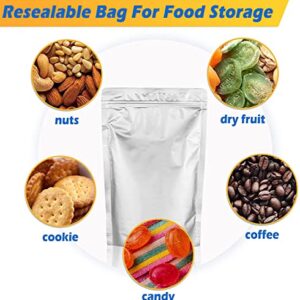 50Pack Mylar Bags for Food Storage With Label Stickers 9.4 Mil 10"x14" Extra Thick Resealable Bags for Nuts, Coffee, Tea Storage