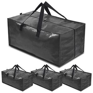 rihim moving bags 90l - 4 black heavy duty extra large storage bags for clothes - packing bags with backpack straps strong handles zippers - college travelling christmas storage moving totes