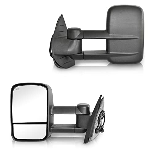 PZ Driver and Passenger Side Tow Mirrors with Power Heated black,Replacement Fit for Chevy Silverado GMC Sierra 1500 2500 3500 Yukon Tahoe 07-14