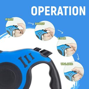 LIEVUIKEN Retractable Dog Leash Automatic Telescopic Tractor Dog Tape, Pet Tape 10/16 FT Durable and Convenient, with Non-Slip Handle, Suitable for Small and Medium-Sized Dogs Blue