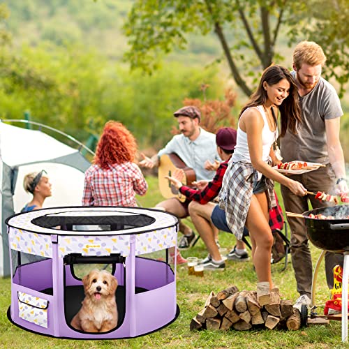 TASDISE Portable Pet Playpen, Foldable Dog Playpen, Exercise Kennel Tent for Puppy, Dog, Cat, Rabbit, Great for Indoor Outdoor Travel Use,Come with Free Carrying Case