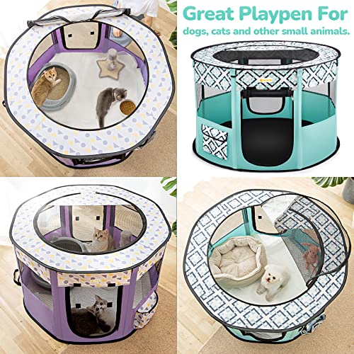 TASDISE Portable Pet Playpen, Foldable Dog Playpen, Exercise Kennel Tent for Puppy, Dog, Cat, Rabbit, Great for Indoor Outdoor Travel Use,Come with Free Carrying Case