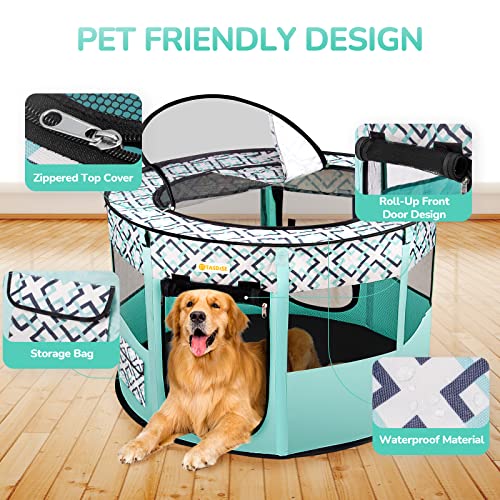 TASDISE Portable Pet Playpen, Foldable Dog Playpen, Exercise Kennel Tent for Puppy, Dog, Cat, Rabbit, Great for Indoor Outdoor Travel Use,Come with Free Carrying Case