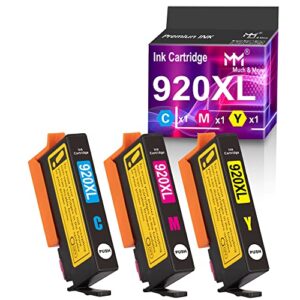 mm much & more compatible ink cartridge replacement for hp 920 xl 920xl color cartridge to use with officejet 6500 6500a 6000 7000 7500 7500a e709 printers (cyan, magenta, yellow) 3-pack