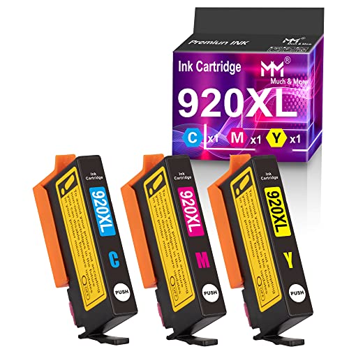 MM MUCH & MORE Compatible Ink Cartridge Replacement for HP 920 XL 920XL Color Cartridge to use with Officejet 6500 6500A 6000 7000 7500 7500A E709 Printers (Cyan, Magenta, Yellow) 3-Pack