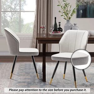 Andeworld Upholstered Dining Chairs Set of 2, Mid Century Modern Accent Chair, Faux Suede Armless Leisure Side Chair with Golden Metal Legs for Dining Living Room-Grey