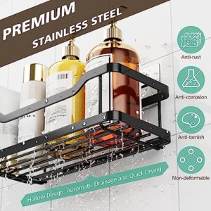 OMAIRA Shower Caddy/Organizer Adhesive Shower Shelf, Rustproof No Drilling SUS304 Stainless Steel for Kitchen Bathroom Shower Storage, Black, 3 Pack