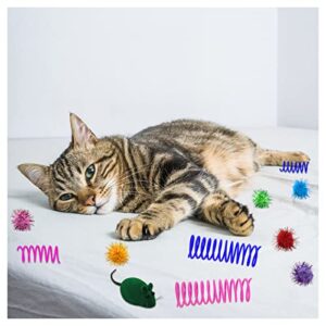 Andiker Cat Toys for Indoor Cats, 4 Big Cat Springs & 8 Small Springs Cat Interactive Toy for Swatting, Biting, Hunting Cat Creative Toy to Kill Time and Keep Fit Colorful Plastic Spring (26pc)