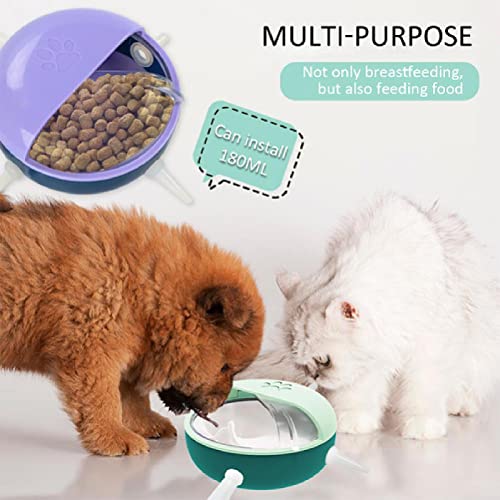 Tiyano 4 Pacifiers Puppy Kitten Silicone Feeder,Doggie Bubble Bowl- Soft Puppy Milk Feeder Silicone Puppy Feeder for Feeding Small Pets Puppy Kitten 180ml