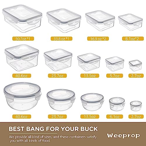 32 PCS Food Storage Containers with Airtight Lid(16 Stackable Plastic Containers with 16 Lids), 100% Leakproof & BPA-Free Container Sets with Lids for Kitchen Organization, Meal-Prep Lunch Containers