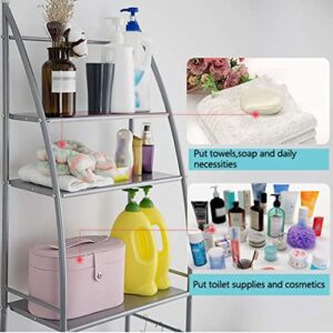 WLLLL 3-Tier Laundry Room Shelf Over The Toilet/Washing Machine Storage Rack, Adjustable Organizer Stand,for Laundry Room,Toilet,Black,White