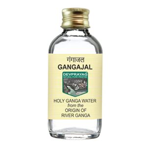 Devprayag Gangajal Holy Ganga Water from the Origin of River Ganga at Devprayag in Clear Glass Bottle 100ml (3.38oz)