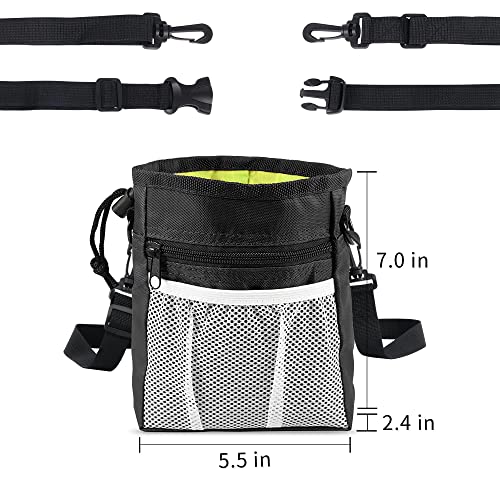 Left&Right Dog Treat Pouch, Dog Training Treat Pouch for Pet, Dog Treat Pouch for Training Small to Large Dogs, Dog Treat Bag with Waist Belt Shoulder Strap Poop Bag Dispenser -4 Ways to Wear -Black