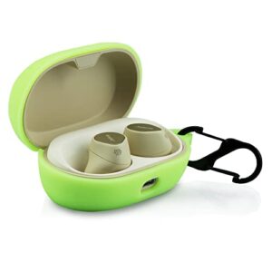 LEFXMOPHY Case Cover Compatible with Jabra Elite 7 Pro Green Silicone Protective Protector Skin Glow in Dark with Clip