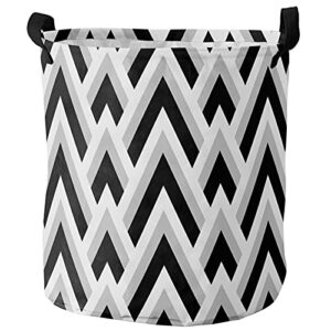 collapsible laundry basket 17inch chevron striped freestanding laundry hamper with handles white gray black drawstring storage basket for clothes toys bedroom nursery bathroom