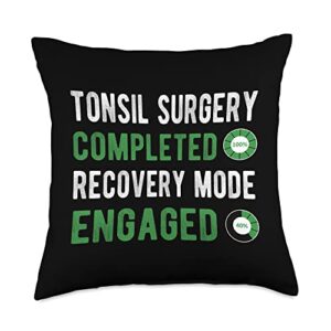 funny tonsil surgery recovery gifts surgery recovery tonsillectomy tonsil removal throw pillow, 18x18, multicolor