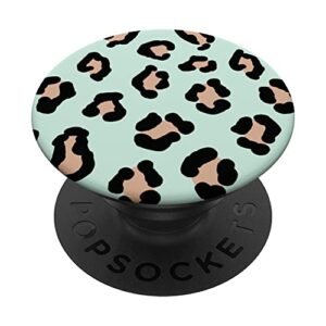 cute animal mint green cheetah print leopard design popsockets swappable popgrip