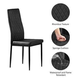 Lecut Modern Dining Chairs Set of 6 with PU Leather Seat and Metal Legs Mid Century Kitchen Dining Room Chairs with High Back for Restaurant and Living Room (Black)