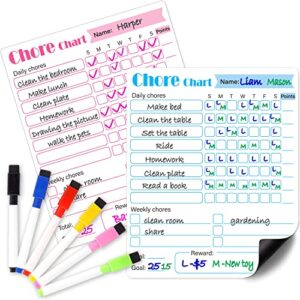 locatal magnetic chore chart, 2 pcs dry erase behavior charts & 6 markers, reward chart for multiple kids teens adults family, daily responsibility rewards whiteboard for fridge school home supplies