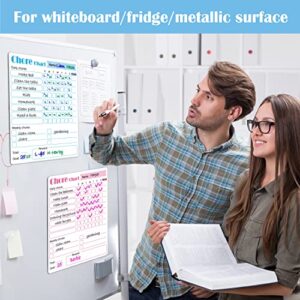 LOCATAL Magnetic Chore Chart, 2 Pcs Dry Erase Behavior Charts & 6 Markers, Reward Chart for Multiple Kids Teens Adults Family, Daily Responsibility Rewards Whiteboard for Fridge School Home Supplies