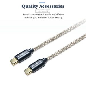 GUCraftsman USB C Type C to Type C Headphone Amplifier Cable 6N Single Crystal Silver for FiiO BTR5 Q1 Q3 Q3s Qudelix 5K xDuoo Link2 XD-05PLUS E1DA 9038G3 9038S 9038D Lotoo PAW S2¡­