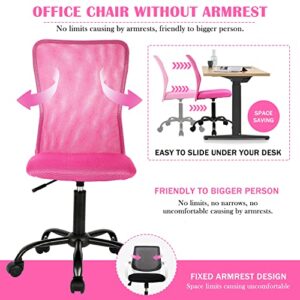 Ergonomic Chairs, Cute Adjustable Armless Office Desk Chair w/Mesh Back & Soft Thick Seat, Comfy Swivel Rolling Cheap Executive Small Computer Task Chair Sillas para Escritorio for Adult Women